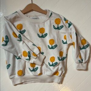 Bobo Choses White Sweatshirt with Yellow and Green Floral Print